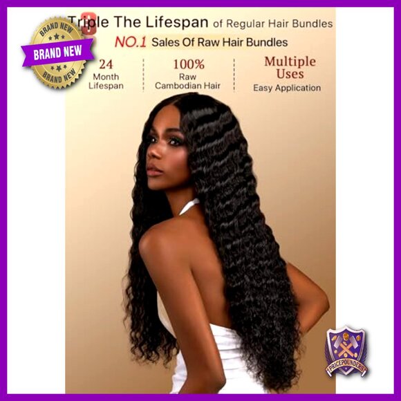 Deep Wave Human Hair Bundles, 100% Raw Cambodian, 16-20 Inches main image 4